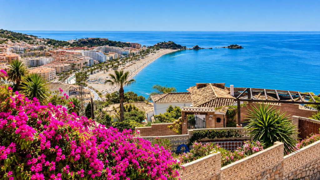 Panoramic view of Almuñécar in September on Spain's Costa Tropical