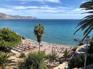 Calahonda Beach in Nerja with sea views and palm trees